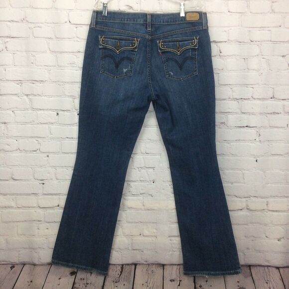 Levi's 515 Jeans Women’s Sz 14 Boot Cut Mid Rise Med Wash Distressed Flap Pocket - Picture 12 of 12